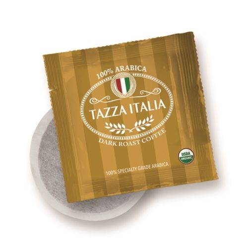 Tazza Italia  Organic Dark Roast 1-Cup Soft Pod Coffee, Regular